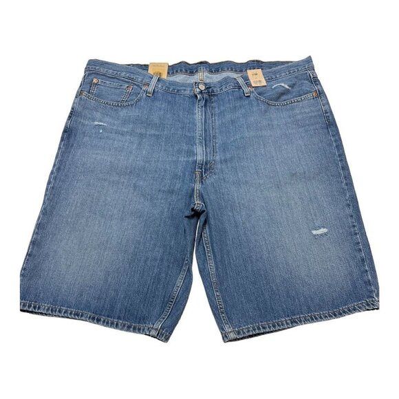 Levis Mens 44 469 Denim Shorts Loose Fit Light Distressed Below Knee Cotton - Picture 3 of 9